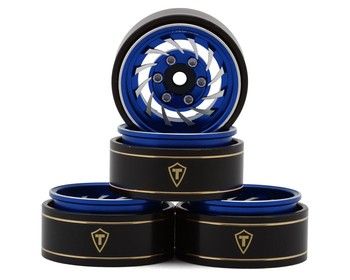 Treal Hobby Type L 1.0" Aluminum Cyclone Beadlock Wheels (Blue) (4) (27.5g ea), Variant: TLHTSCX24-272