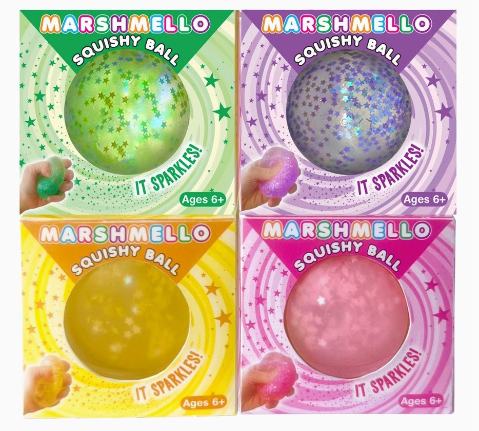 Zorbitz Marshmello Sparkle Squishy Ball, Variant: ZOR8244