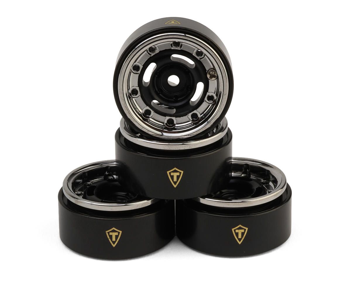 Treal Hobby Type-F 0.7" Aluminum Micro Crawler Beadlock Wheels (Chrome/Black), Variant: TLHTSCX30-102