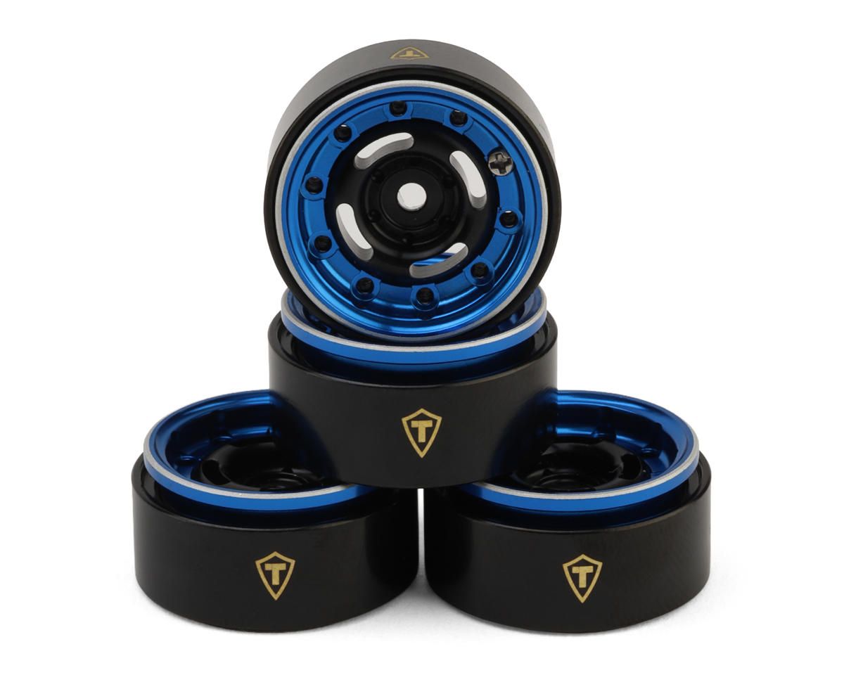 Treal Hobby Type F 0.7" Aluminum Micro Crawler Beadlock Wheels (Blue/Black), Variant: TLHTSCX30-97