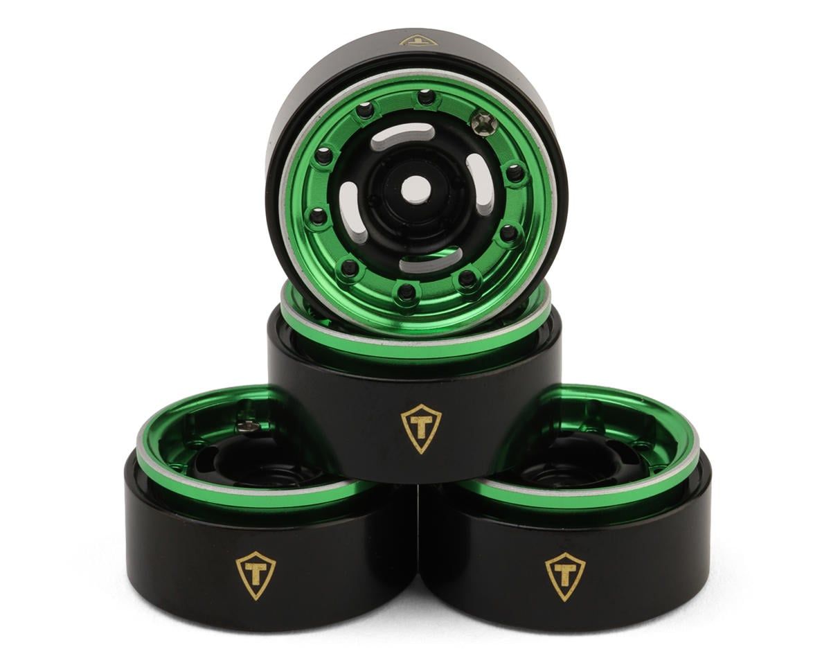 Treal Hobby Type-F 0.7" Aluminum Micro Crawler Beadlock Wheels (Green), Variant: TLHTSCX30-99
