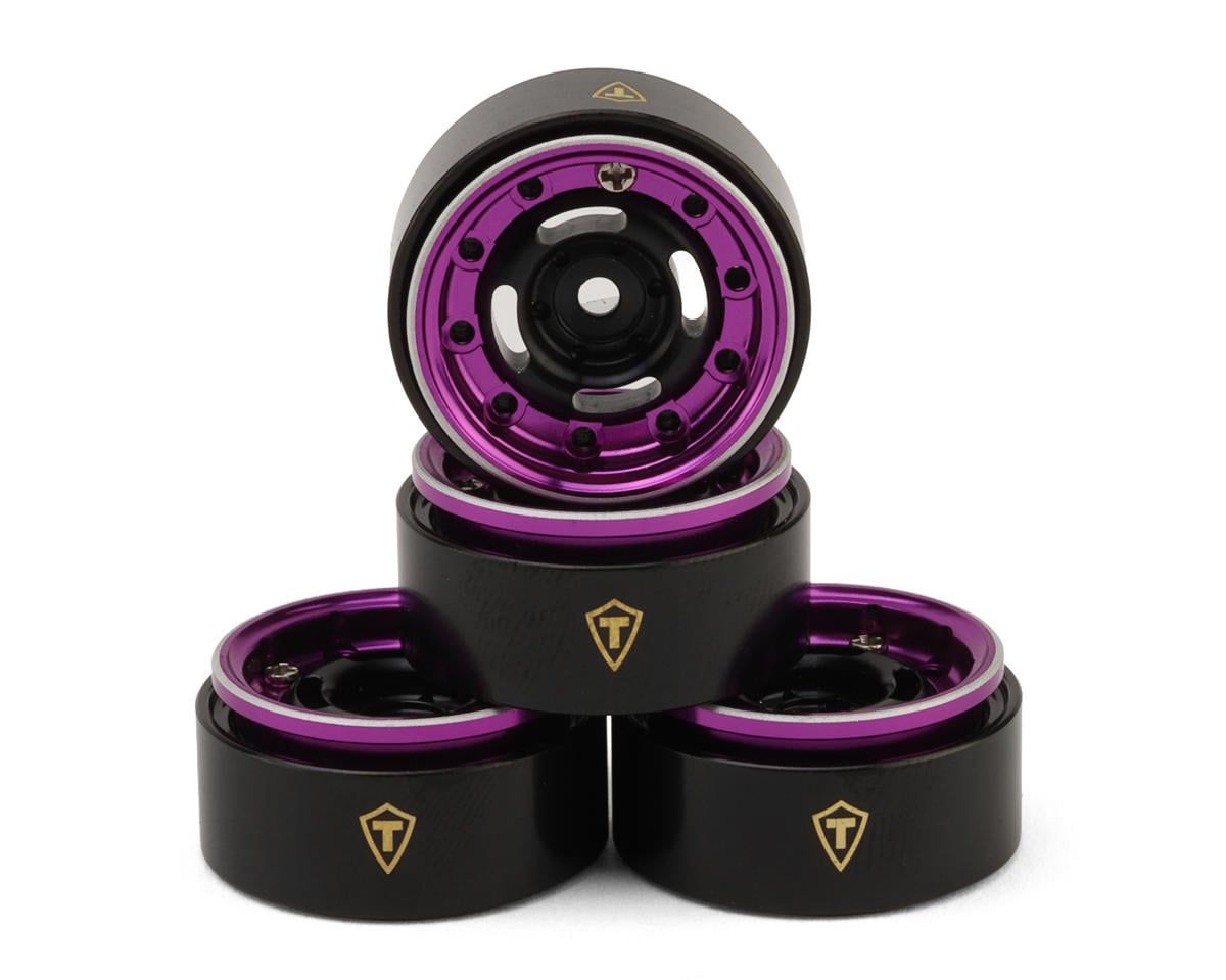 Treal Hobby Type-F 0.7" Aluminum Micro Crawler Beadlock Wheels (Purple), Variant: TLHTSCX30-100
