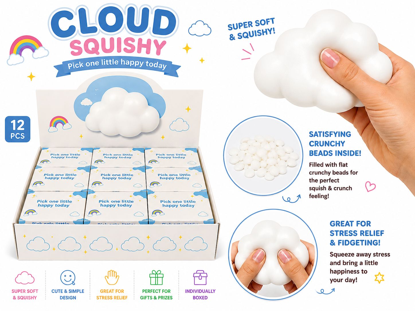 Modek Sports Plain White Cloud Crunchy Squishy MSS28
