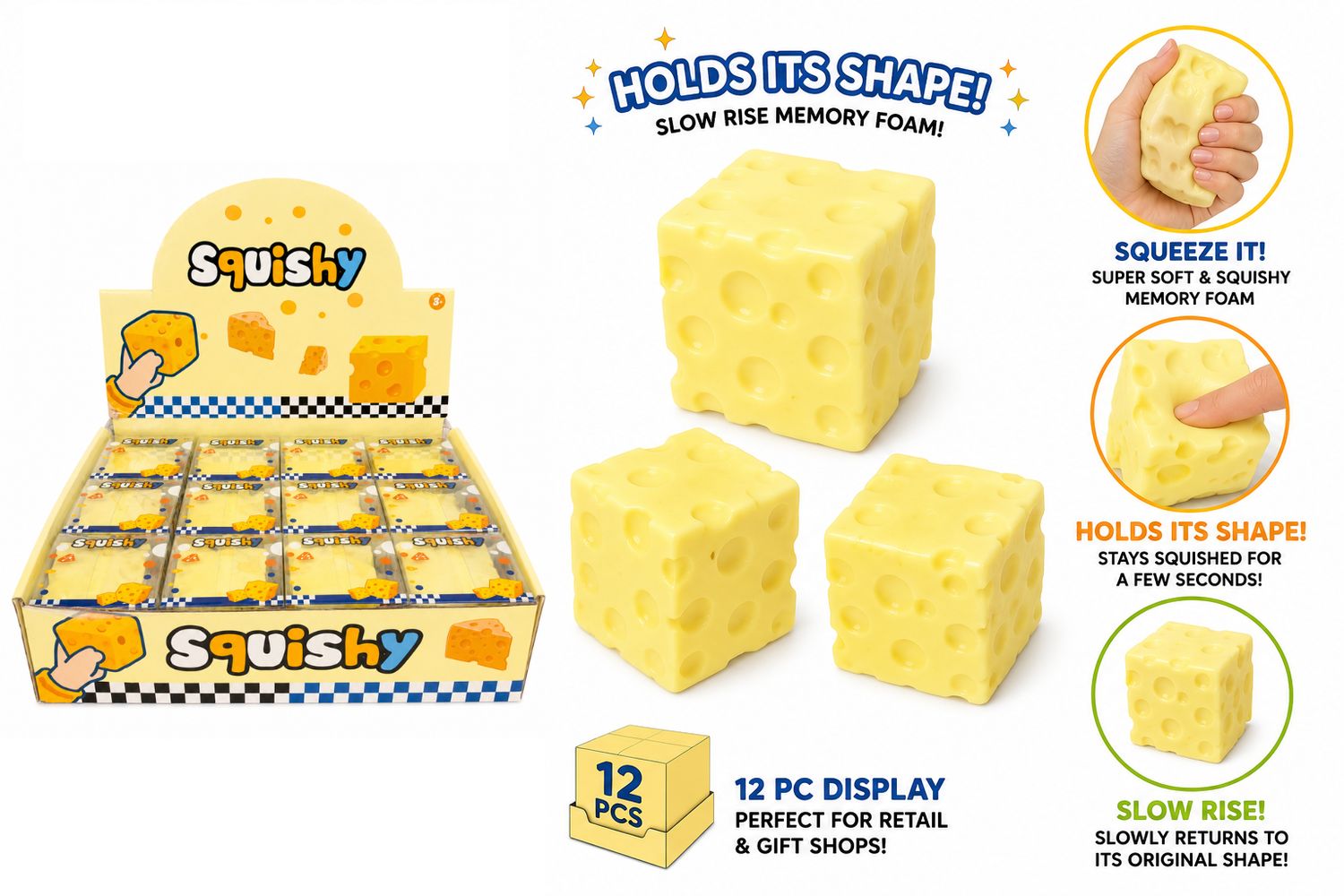 Modek Sports Cheese Memory Vaseline Squishy 2" MSS9
