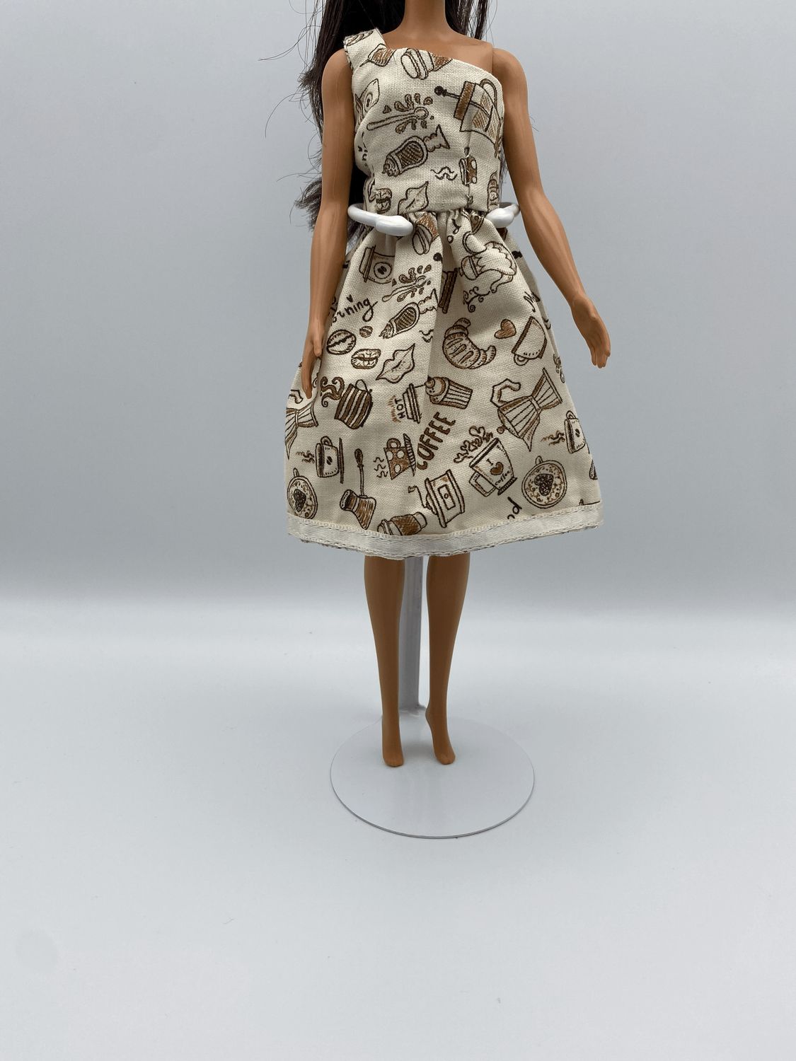 Fashion Doll Dress Short Coffee Print