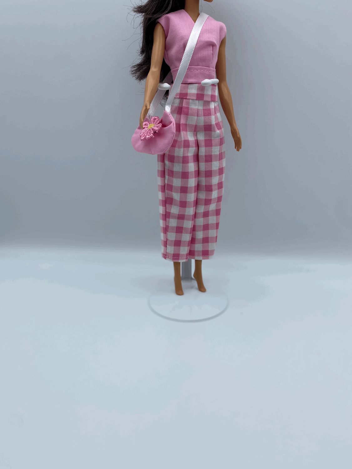 Fashion Doll Pink Blouse and Pink and White Pant with Purse