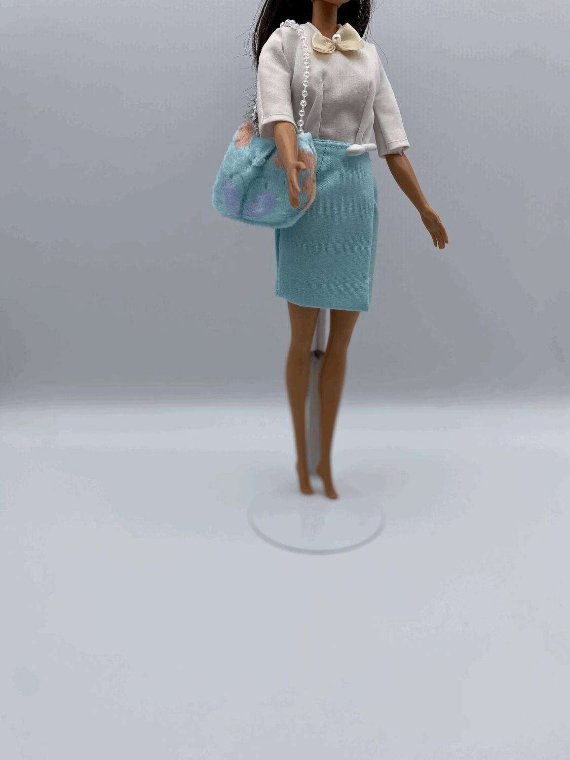 Fashion Doll Beige Blouse and Teal Skirt with Purse