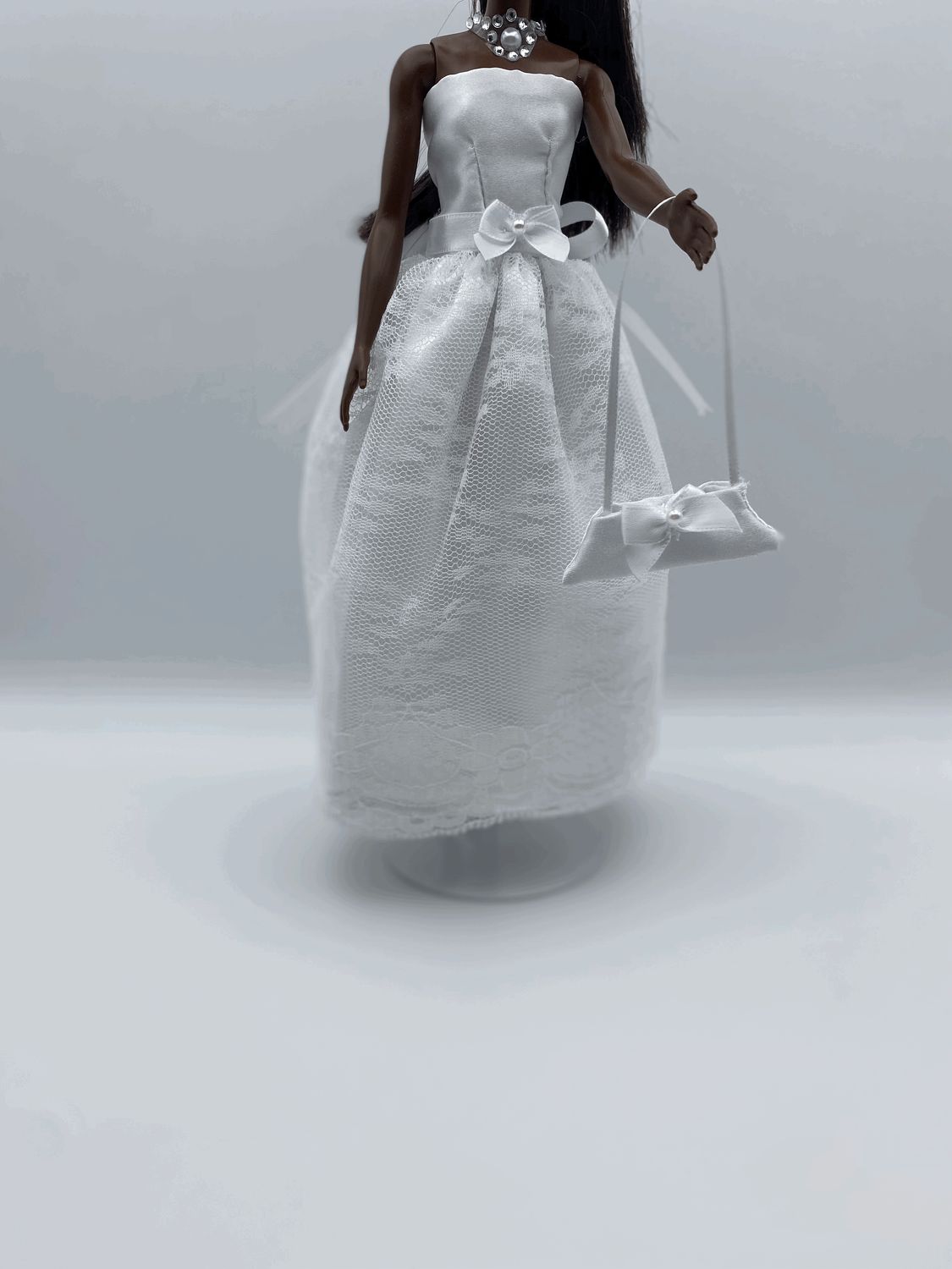 Fashion Doll White Lace Dress with Purse