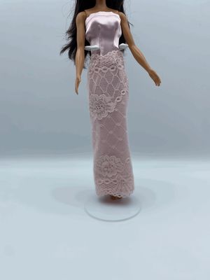 Fashion Doll Pink Satin and Lace Dress