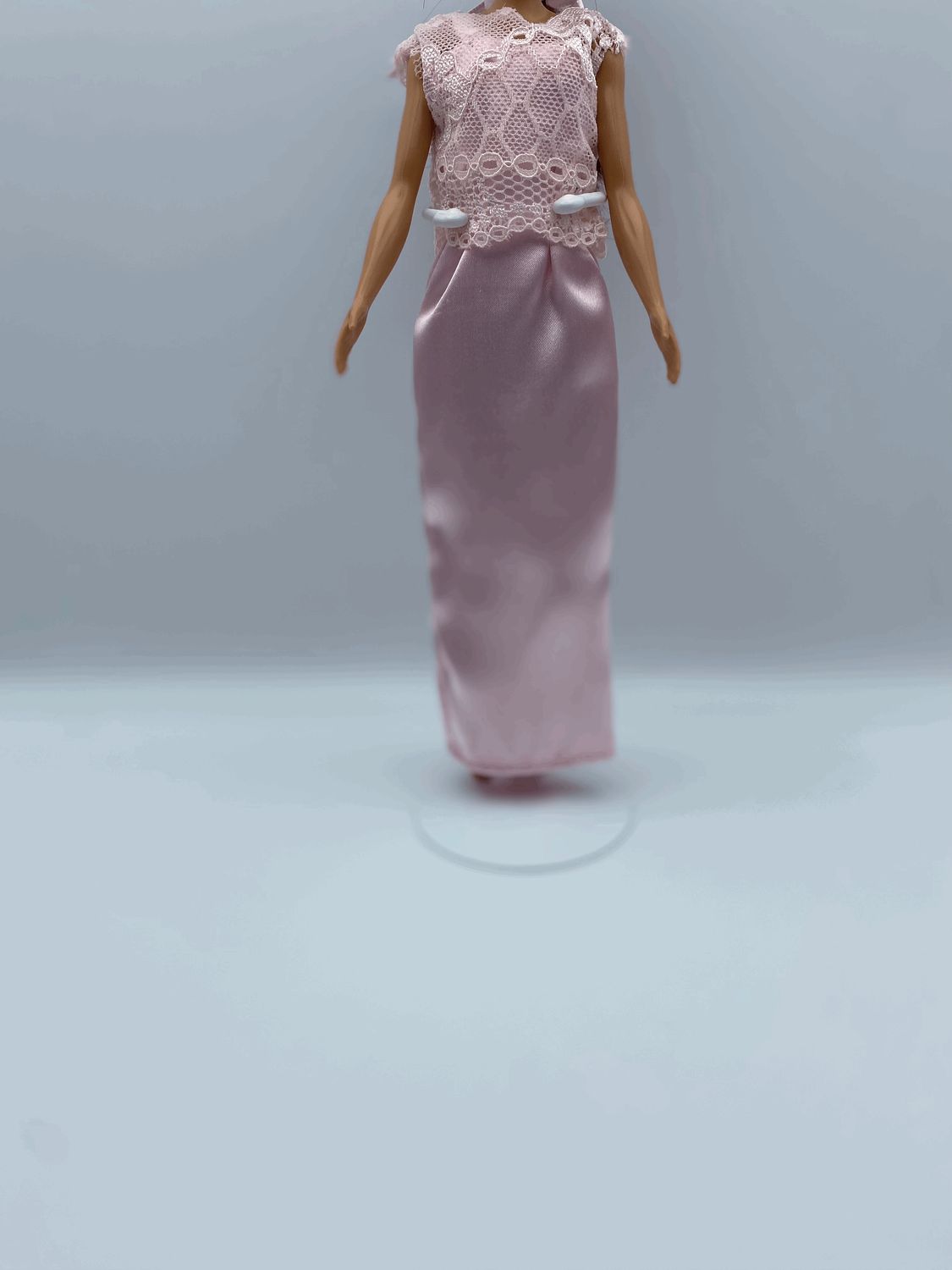 Fashion Doll Pink Satin Dress with Lace Top