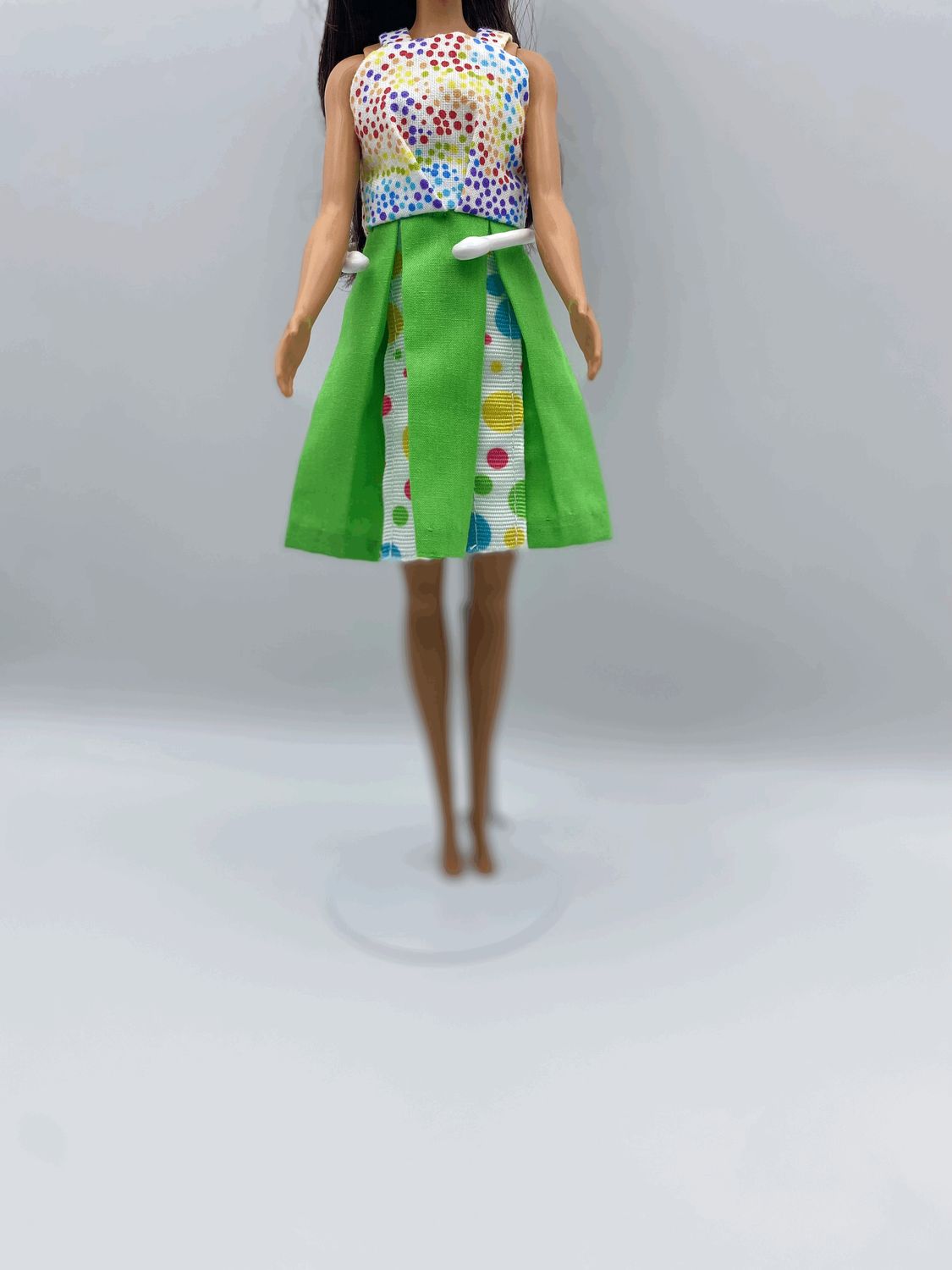 Fashion Doll Green and Circle Print Dress