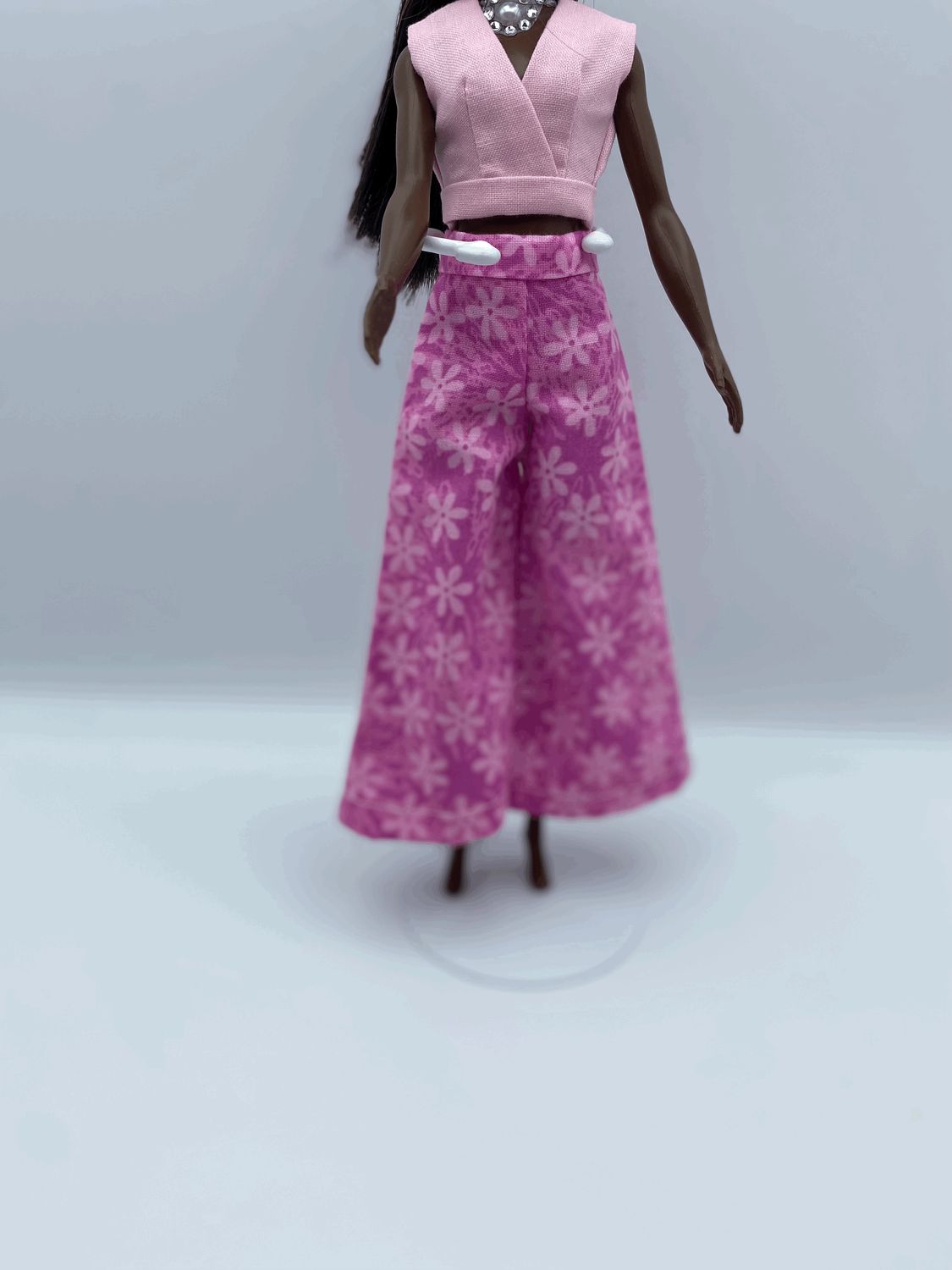 Fashion Doll Pink Blouse and Pink Flower Pants