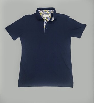 Polo shirt with majolica print inserts