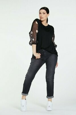 Long shirt with organza sleeves