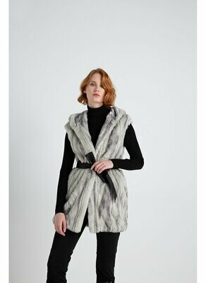 Sleeveless faux fur with hood