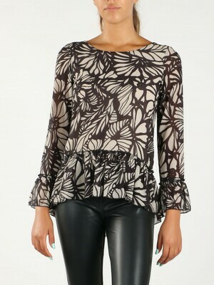Blouse with abstract floral pattern