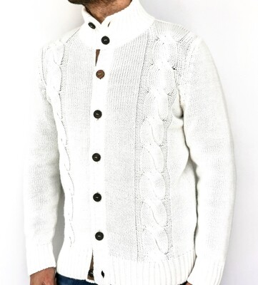 Mock cardigan with wooden buttons