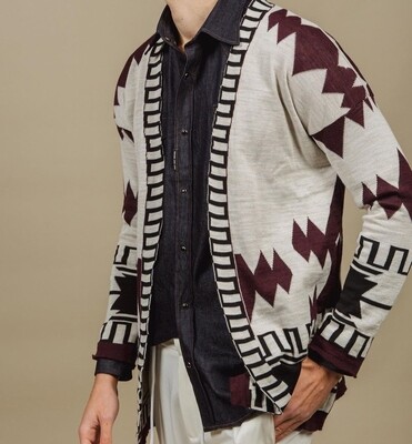Long cardigan with indios pattern