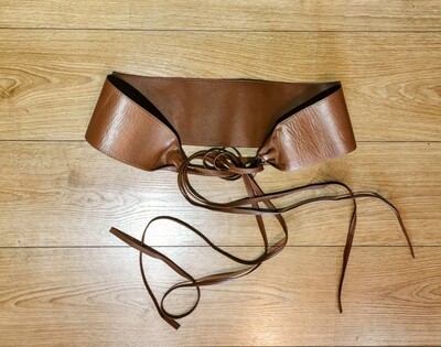Faux leather sash belt with laces