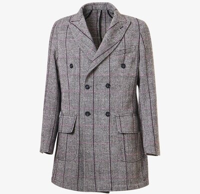 ​Double-breasted herringbone coat