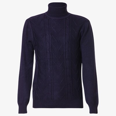 Turtleneck sweater with diagonal braids