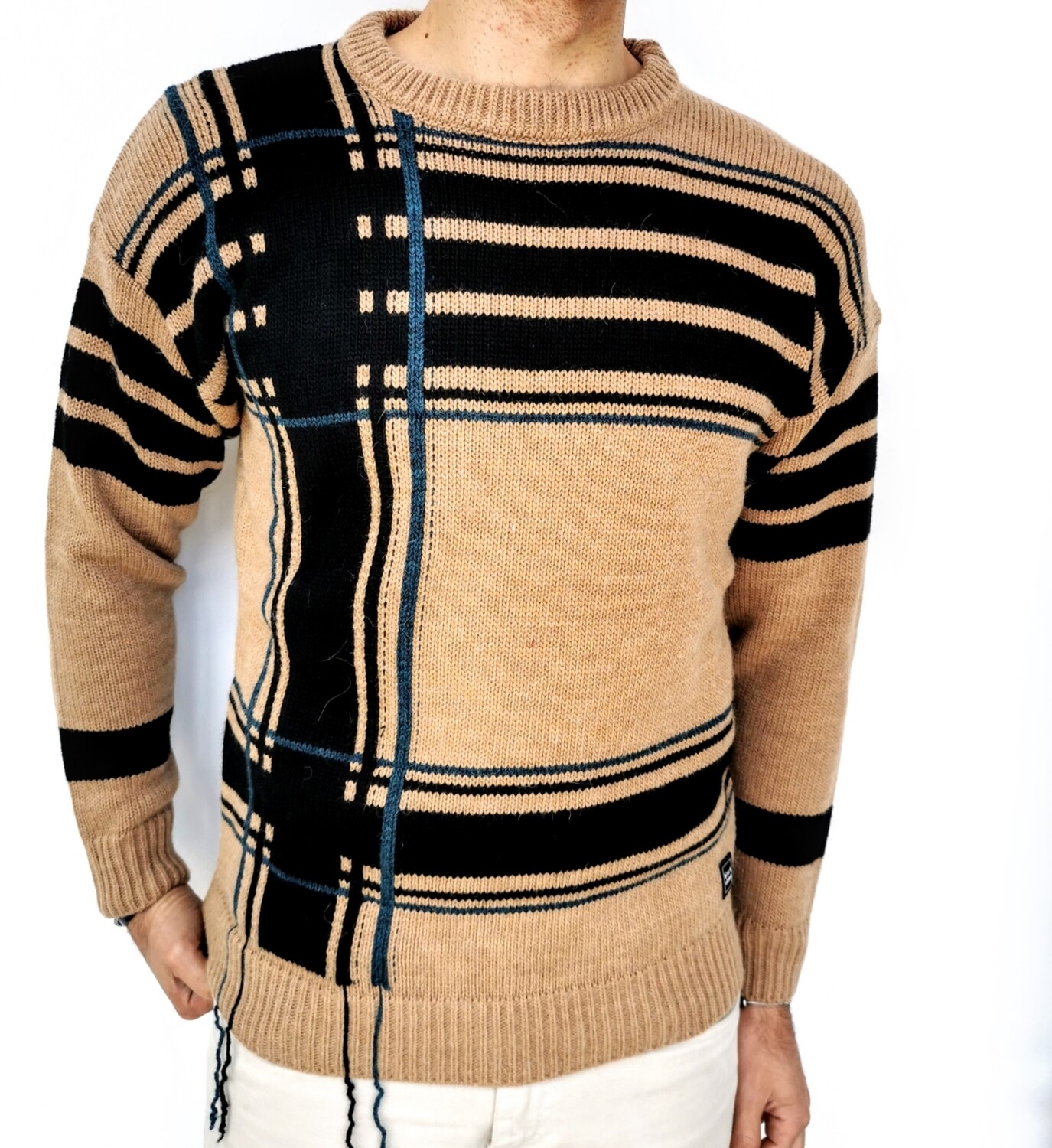 Check wool blend sweater