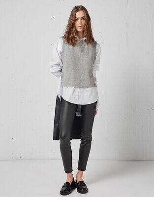 Sleeveless asymmetrical sweater