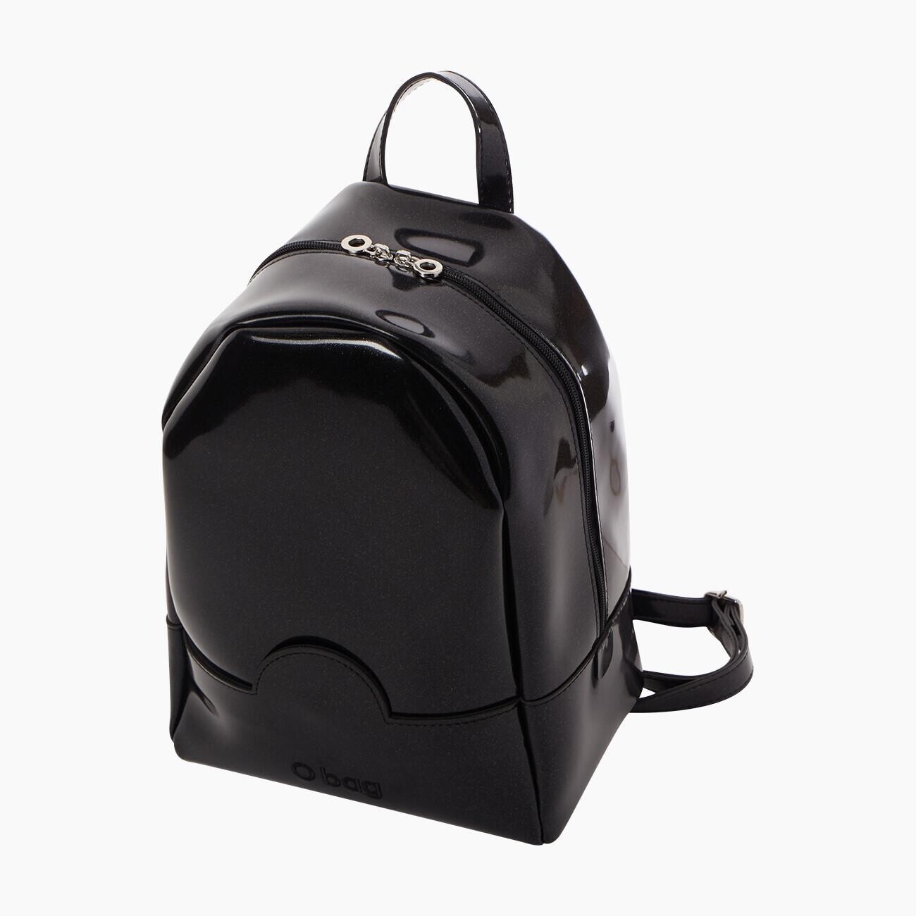 ​O grace black glitter rubberized fabric backpack