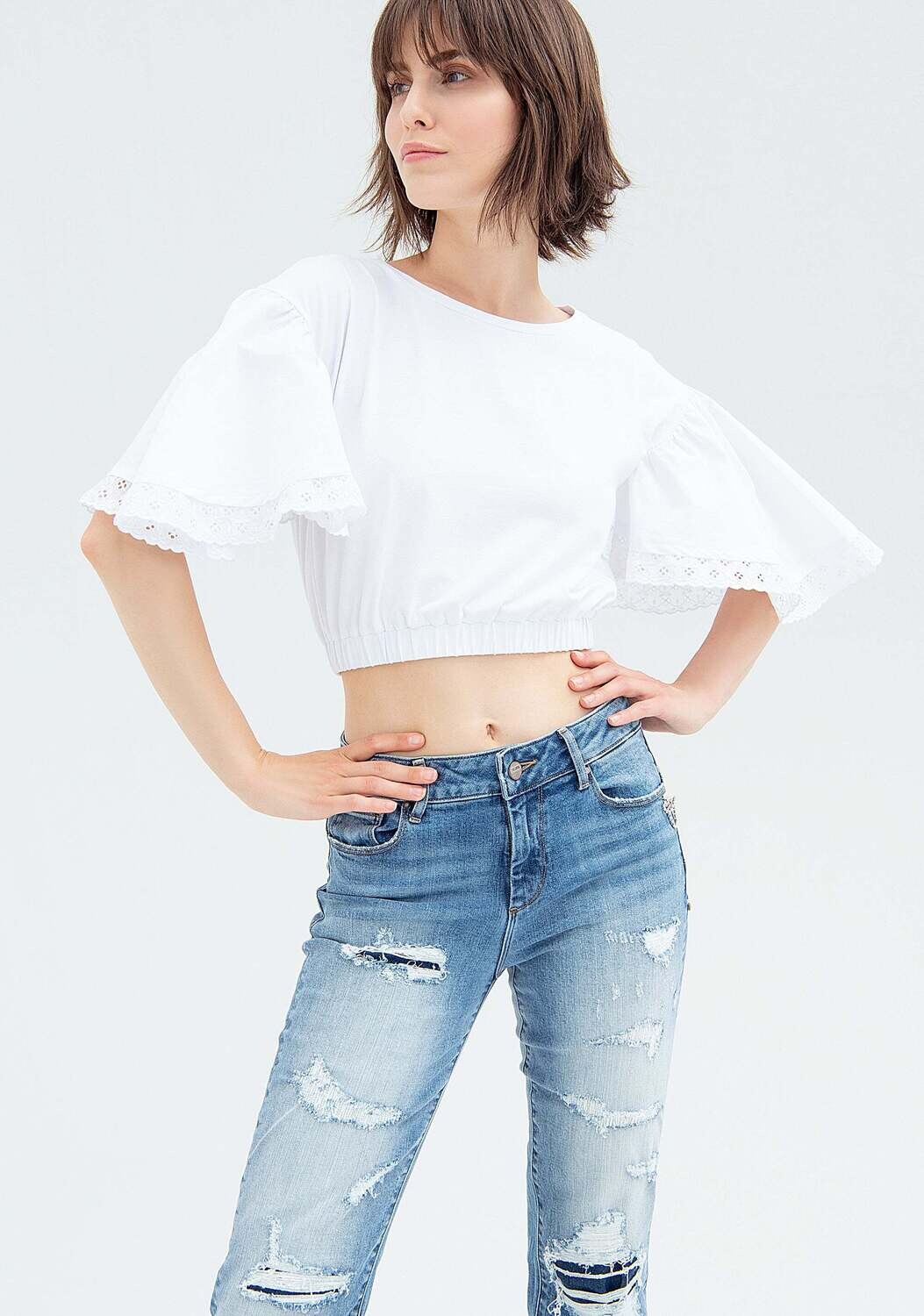 ​Cropped jersey T-shirt