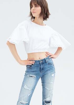 ​Cropped jersey T-shirt