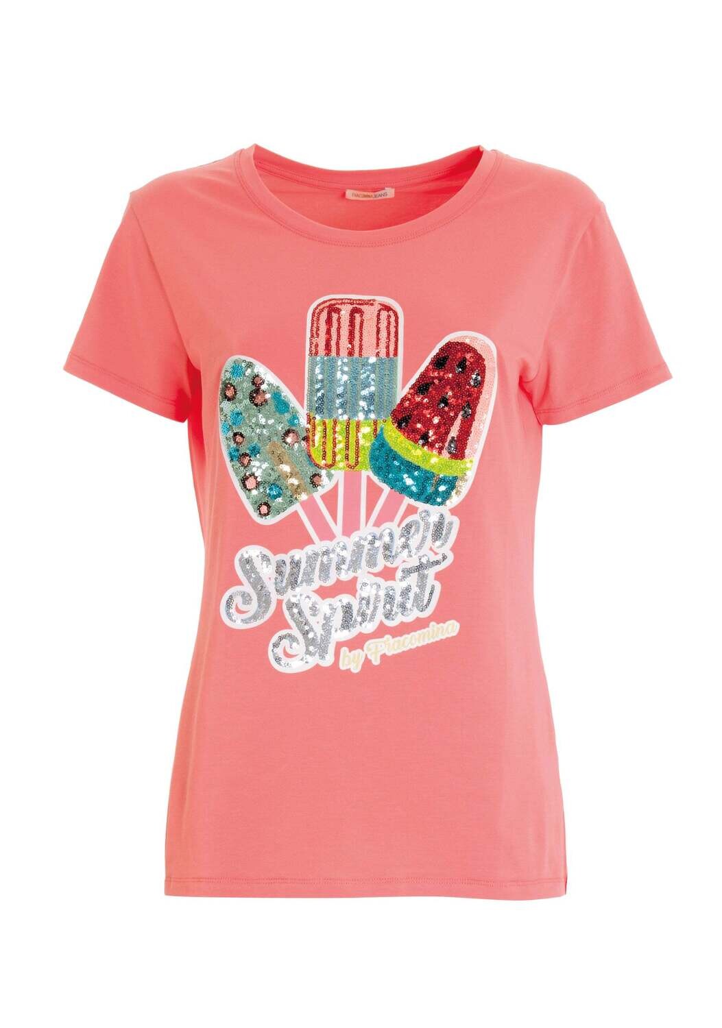 Regular T-shirt with print and sequins