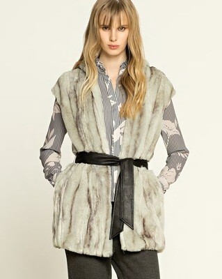 Sleeveless faux fur with hood