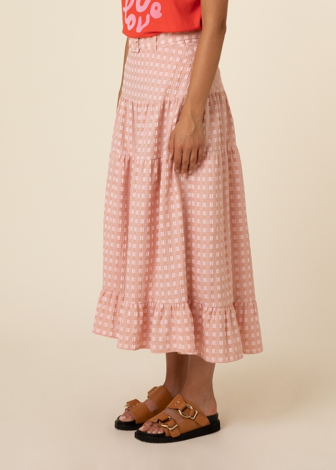 Long skirt in waffle fabric