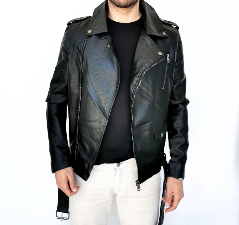 Regular fake leather chiodo jacket