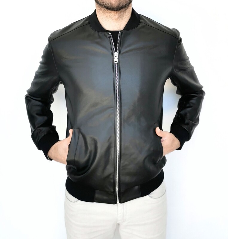 Smooth eco leather bomber jacket