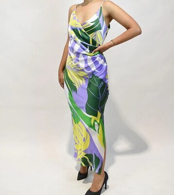 Long multicolor satin dress
