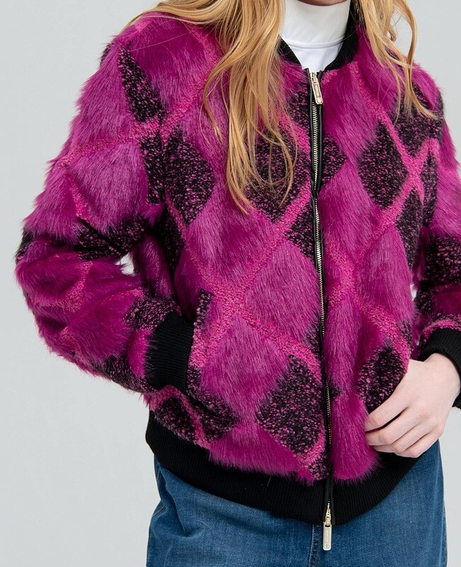 Bomber jacket with eco fur