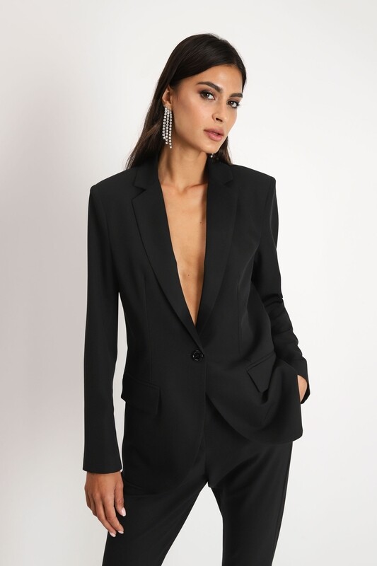 SOLID-COLOUR SINGLE-BREASTED BLAZER WITH CLASSIC LAPELS