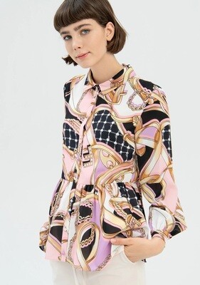 ​Flared shirt in foulard pattern