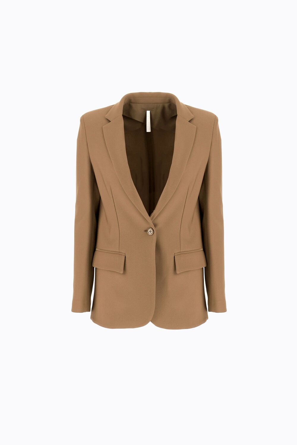 SOLID-COLOUR SINGLE-BREASTED BLAZER WITH CLASSIC LAPELS, Size: XS, COLOR: CAMEL