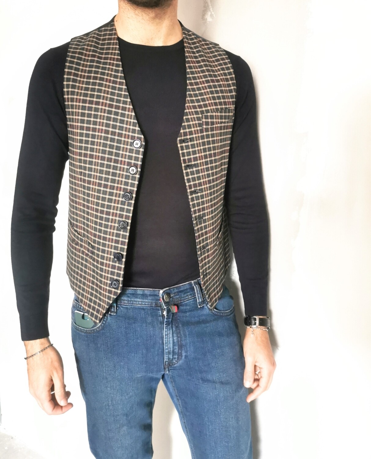 Slim checked waistcoat
