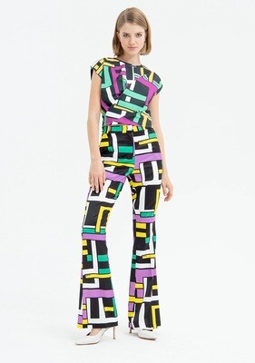 ​​Bootcut pants in geometric pattern