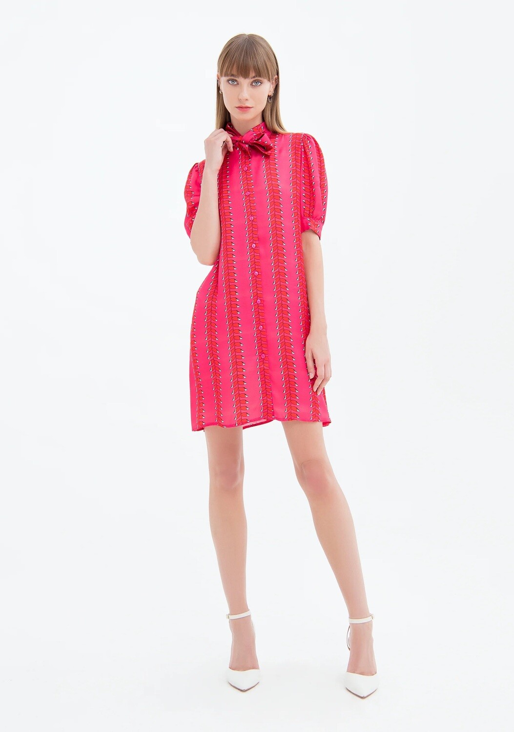 Shirt dress in pure viscose