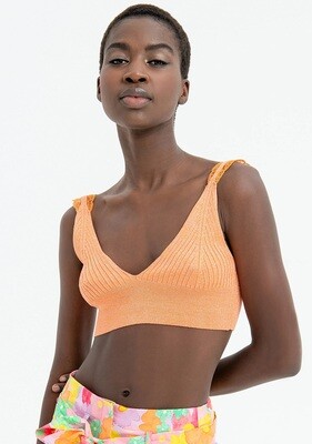 Top cropped in maglia e lurex
