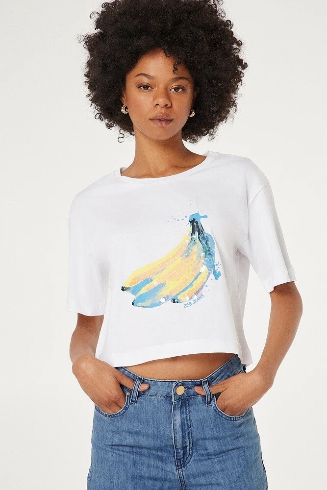 T-shirt cropped stampa banane