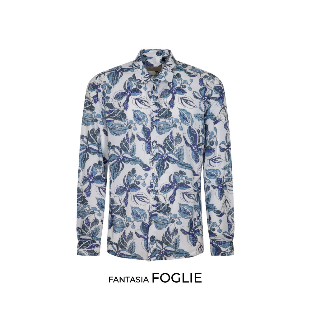 ​​Slim shirt with leaf print