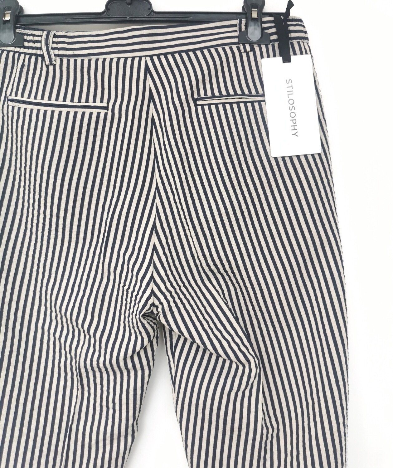 Slim cropped striped chino pants