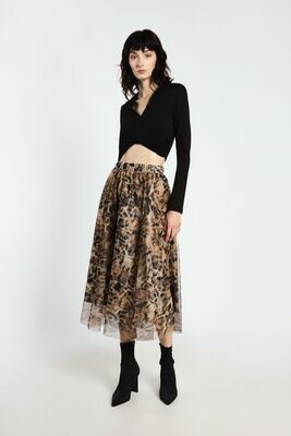 Midi skirt with animalier print