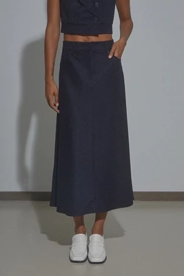 ​Pinstriped midi skirt