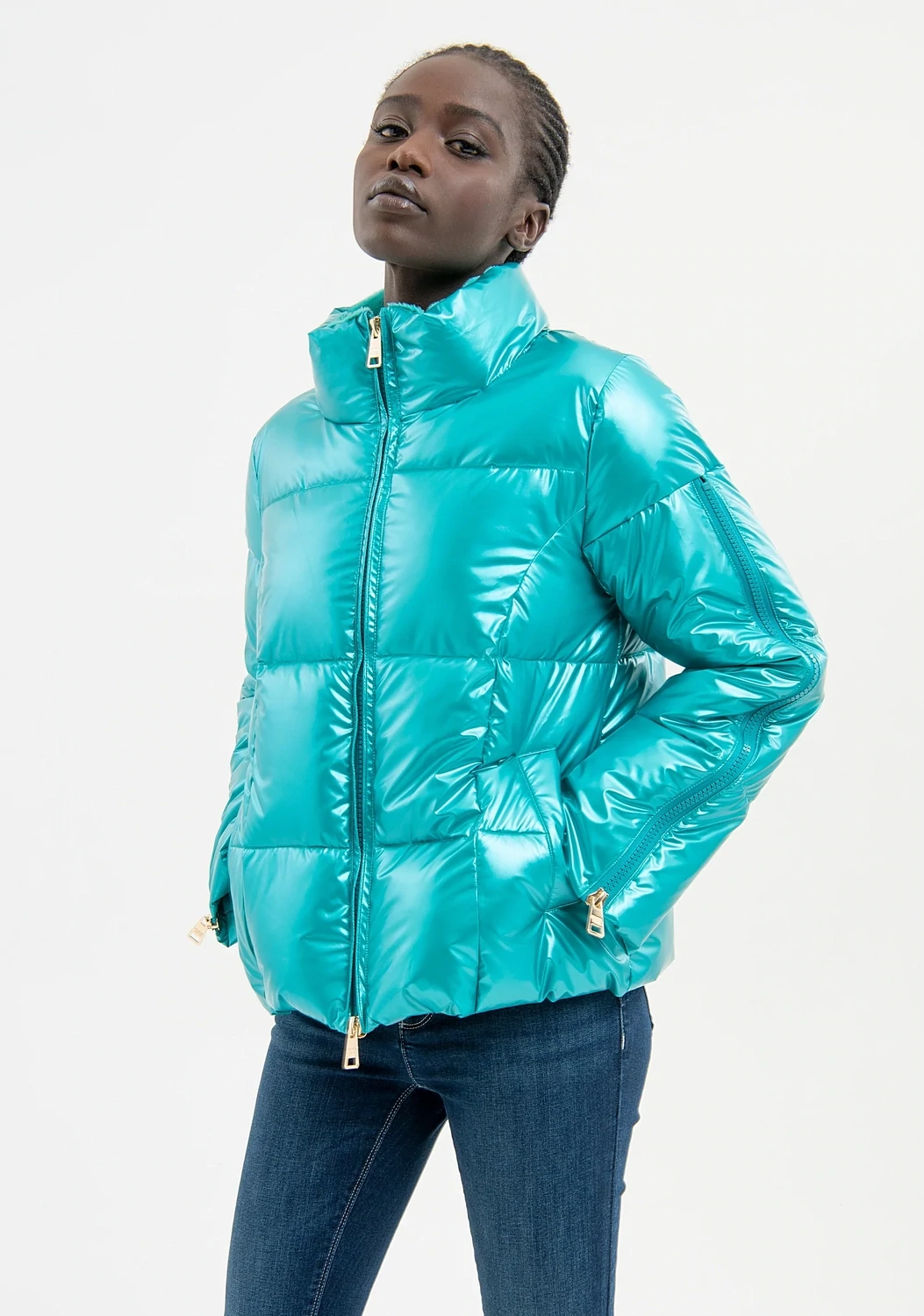 ​​Oversized quilted nylon down jacket